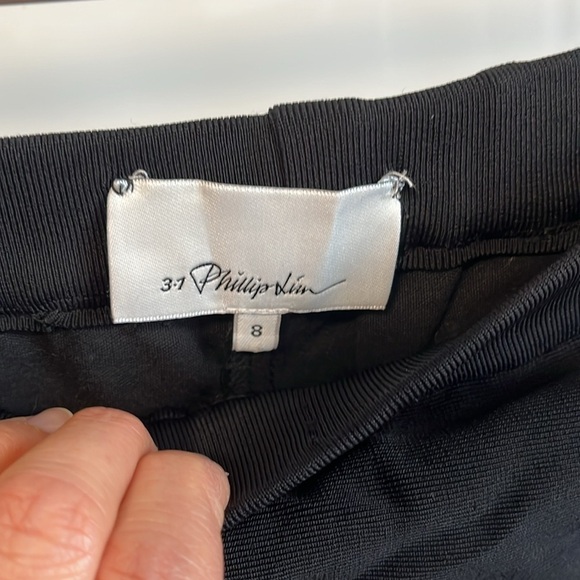 3.1 PHILLIP LIM Black Wool Blend Side Drape High Rise Wide Leg Pant, Size 8 - Picture 11 of 14